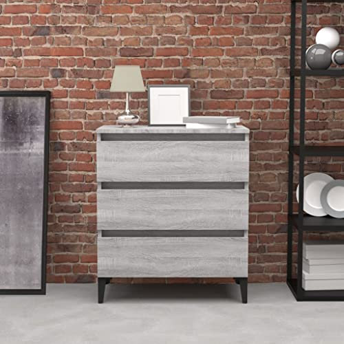 WIFESE Sideboard Grau Sonoma 60x35x69 cm Komodenschrank KüChenschrank Komode Schrank Klein Flurschrank Schrank Mit Schubladen Schrank Schmal Wohnzimmer Küche Flur Sideboard