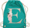 Turnbeutel Rucksack - Anfangsbuchstabe Name I Initialen personalisiert - Unisize - Türkis - jga taschen schulkind beutel buchstaben e stoffbeutel sporttasche mädchen turnsack kindergarten
