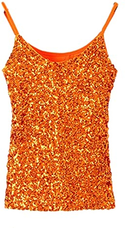Sequin Sparkle Girls Camisole Vest top Womens Latin Salsa Samba Sleeve-Less Dance Party wear (UK Women 4/6/8/10)