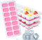 Phantasy® Eiswürfelform Silikon Mit Deckel 4 PACK, Platzsparend und Stapelbar Ice Cube Tray Eiswürfelbehälter für Babybrei Enfrieren, Gekühlte Getränke, Rosa