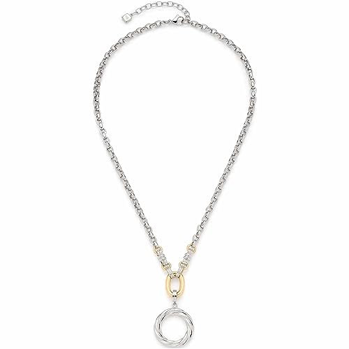 JEWELS BY LEONARDO Halskette Elsa opulente kette aus silberfarbenem Edelstahl goldfarbene Details am Kreis Anhänger 50-55 cm Länge Schmuck Geschenk für Frauen 023334