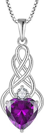 FJ Unendlichkeit Keltischer Knoten Kette Damen 925 Sterling Silber Amethyst Halskette Februar Geburtsstein Anhänger Geschenke für Frauen Mutter Freundin Mama