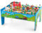DREAMADE Spieltisch aus Holz, 80-teiliges Eisenbahn-Set, Holzeisenbahn mit Schienen, umkehrbarer und Abnehmbarer Tischplatte, Spielzeug für Kinder ab 3 Jahre (80-teilig)