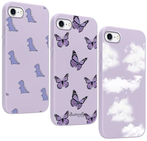 Yoedge 3 Stück Handyhülle für iPhone 8/7 / SE 2020 / SE 2022 Hülle 4,7, Schmetterling Muster Design Frauen Mädchen Aesthetic Handyhülle Dünn Weich Schlanke Silikon TPU Flexible Stoßfest Schutzhülle