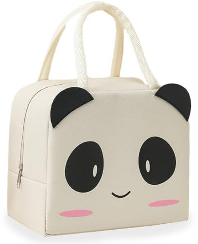 SiSfeL Bolsa de Almuerzo Panda, Bolsa de Almuerzo Reutilizable, Bolsa de Almuerzo Plegable Térmica e Impermeable, Bolsa Almuerzo Infantil Mujer Hombre (Panda)