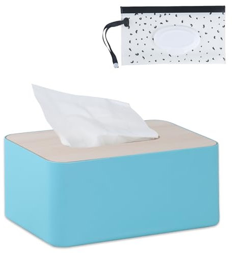 Dotato di 1 scatola per fazzoletti e sacchetto per salviette umidificate,scatola per fazzoletti per il viso,scatola per fazzoletti con coperchio in legno,adatta per bagno,camera da letto e altre scene