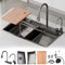 Fregadero de Cocina de Estación de Trabajo Integrado Fregadero de Cocina Avanzado de Acero Inoxidable Nano-Recubierto Fregadero Cascada Multifuncional Para El Hogar Con Pantalla Digital (S: 80 cm)