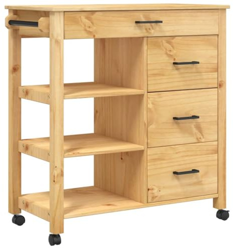 vidaXL Küchenwagen Monza 84x40x88,5 cm Massivholz Kiefer