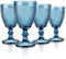 Jeoyan Set de 4 Copas de Vino Azules, 300ml Vintage Taza de Vidrio con Relieve, Vasos Retro con Pie,Vajillas de Colores,Cristaleria para Bar Restaurante en Casa, Apto para Lavavajillas