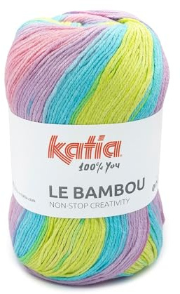 LE BAMBU von Katia in 100 Gramm und 120 Metern Knäuel (Hell-Pistazie - Neongrün - Türkisblau - Rosa (101))