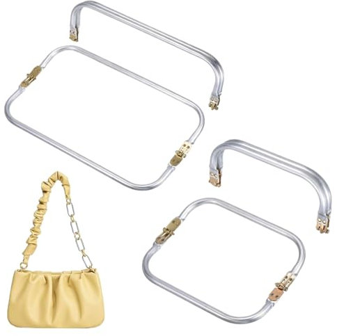 KSJEHW 2 Pezzi Chiusura Borsa Uncinetton 16 cm 20 cm, Chiusura Clutch, Chiusure Per Borse Uncinetto, Manici Per Borse Uncinetto, Chiusura A Molla Per Borse, Per Clutch Per Borse Uncinetto