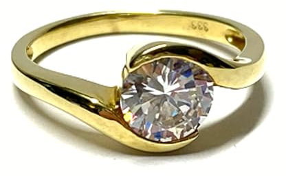 Ring 333/- Gelbgold Zirkonia Glanz Klassiker Solitärring Schmuckring Vorsteckring #50