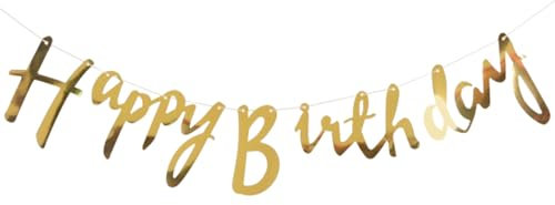 Happy Birthday Girlande, Gold Happy Birthday Banner, Girlande Geburtstag, Happy Birthday Deko, für Erwachsene und Kinder Geburtstag Party Dekoration