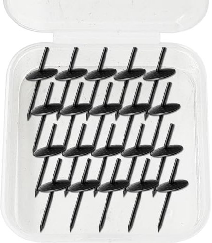 QUETTO 20pcs Picture Hangers Nails Double-Headed Wall Nails Skew Nail Decorative Push Pin Hooks for Hanging Bags and Clothes (Black)