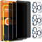 QHOHQ Protector Pantalla Privacidad para iPhone 16 Pro Max + Protector Camara, Grado Militar Inastillable,[Cobertura Total], Top 9H+ Cristal Templado Antiespia, con Marco de Montaje [3+3 Piezas]