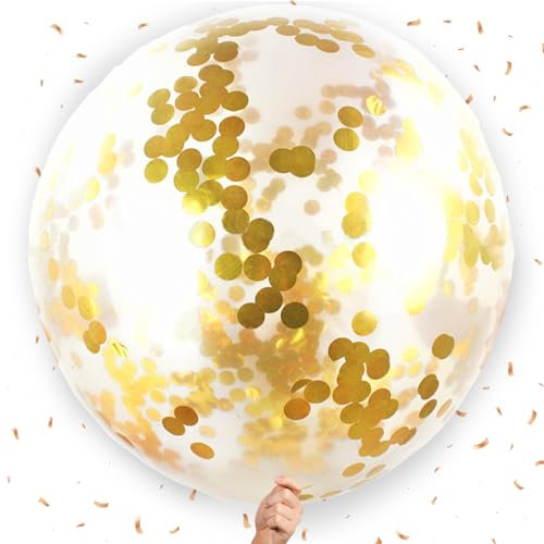 AUNGKWANG 4 Stück Konfetti Luftballon Gold, 36 Zoll Riesen Luftballons, XXL Luftballon, Luftballons Geburtstag, Latex Balloons, Geburtstag, Neujahr, Hochzeitsfeier Dekoration