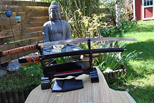 Samurai Schwerter Katana Schwert - scharf, echt & handgeschmiedet - gefaltetes Katana Schwert ohne Ständer - echtes Japanisches Samurai Sword aus Kohlenstoffstahl - Japan Deko Katanas