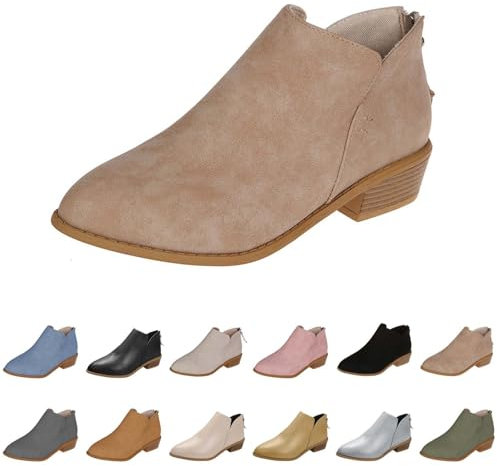 Generico Tronchetti Donna Bassi, Stivali Invernali Donna Impermeabile Tacco Basso, Boots Casual Tronchetti Morbidi Stivaletti Donna Motociclista Eleganti, Stivali Alla Moda da Donna