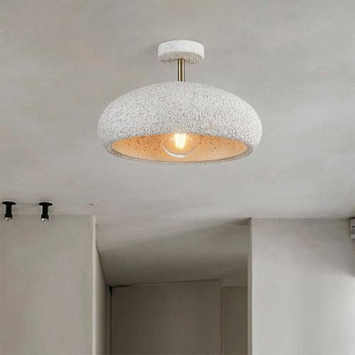 HEYUN Wabi-sabi Deckenlampe E27 Modern Deckenleuchte Kreative Lampe Steinimitat Lampenschirm Deckenleuchten Für Schlafzimmer Esszimmer Wohnzimmer Flur Innenbeleuchtung Ø35CM(Weiß)
