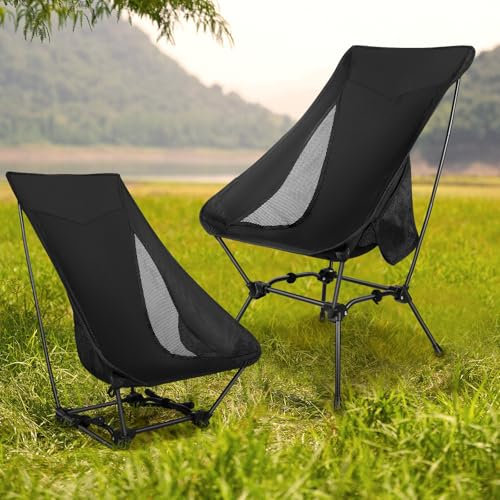 Strixorn Campingstuhl Hochlehner faltbar 120 kg, Klappstuhl Camping leicht, Angelstuhl klappbar mit 2 Seitentaschen, Faltstuhl Ultraleicht für Outdoor, Wandern (04)