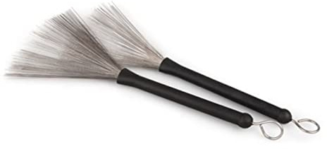 Einziehbare Drumsticks aus Stahldraht mit Gummigriff, 2 Stück | 320mm Länge, Schwarze Schleifenenden, Verschleißarm und Rostfrei, Drumsticks Kinder