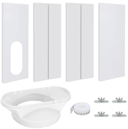 SKIKHN 4 Pezzi Kit Piastra Scorrevole per Finestre, Kit di Sfiato per Finestra del Condizionatore D'aria Portatile, Kit di Guarnizioni Scorrevoli per Condizionatore D'aria Mobile per Finestra