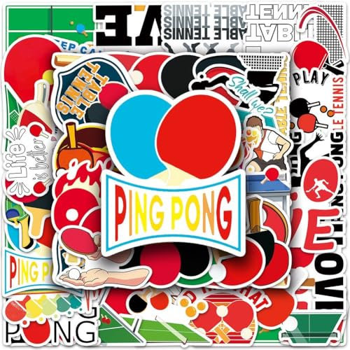50 Stück Tischtennis-Aufkleber Für Jungen, Mädchen, Teenager, Erwachsene, Wasserfeste Vinyl-Aufkleber Für Telefon, Laptop, Flaschen, Wasserflasche, Gepäck, Tasse, Fahrrad, Auto, Notebook, Trendige