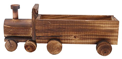 VIFERR Wooden Flower Pot Cartoon Train Shape Great Ventilation Succulent Flower Pot Decoration Garden Home Office