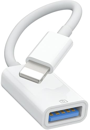 Adattatore da Lightning a USB, adattatore per fotocamera OTG USB per iPhone e iPad, supporta lettore di schede, disco U, tastiera, mouse, hub, MIDI, Plug & Play