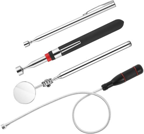 flintronic Telescopic Magnetic Pick up Tool, 4 PCS Metal Extends Tool with Extra Strong Magnet and Non-slip Handle, Retractable Magnetic Wand for Picking Up Small Parts Metal Objects, Screws, Nuts