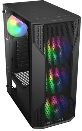 Cougar Gaming - Boîtier PC Mid-Tower - MX110RGB - avec 4 Ventilateurs ARGB 120mm Préinstallés, Façade Mesh, USB 3.0, Compatible ATX/M-ATX/ITX, Idéal pour Gaming et Bureautique