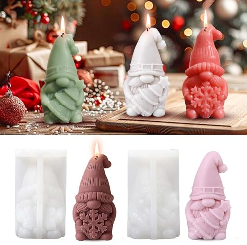Silikonform Weihnachten Wichtel, Silikonformen Gießformen Weihnachten Wichtel, Weihnachten Kerzenformen zum Gießen, 3D Weihnachtsmann Silikonformen Gießformen für Weihnachtsdeko