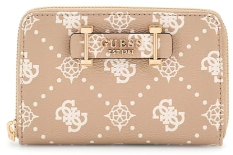 GUESS Geldbörse Silia SLG Medium Zip Around Biscotti Logo Taupe
