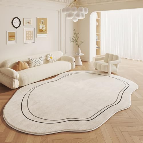 RBQIZVW Modern Rutschfester Wolkenförmiger Teppich Wohnzimmer Sofa Waschbar Teppich Schlafzimmer–Flauschiger Kunstwolle Teppiche für Akzentteppich für Tisch, Kinderzimmer,Innen Grau weiß 140x200 cm