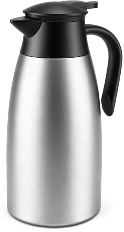 Foymlon 2 Litri Caraffa Termica, Caffe Acciaio Inox 304 Bollitori Sottovuoto Isolati, Si Mantiene Caldo per 24 Ore per il Caffè, Tè e altre Bevande Calde e Fredde