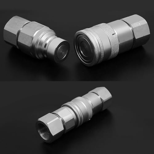 Ensemble de raccords rapides hydrauliques à face plate pour norme ISO 16028, design sans déversement, acier au carbone galvanisé, 6,35 mm à 1,9 cm pour filetage intérieur NPT (NPT 3-8)