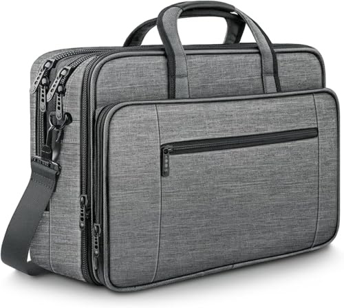 Mancro Borsa a Tracolla Porta PC 17 Espandibile, Valigetta da Lavoro Uomo | Borsa Laptop 17 Pollici, 2 Scomparti, Capiente, Tracolla Rimovibile, per Ufficio, Viaggi, Università e Uso Quotidiano, Grigio