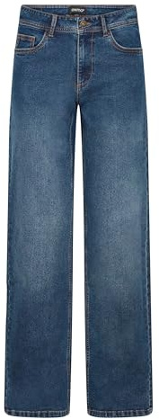 OXMO Damen Jeanshose Straight-Fit-Jeans Hose Baumwollmischung Regular Fit, Farbe: Dark Blue Denim (200462), Größe: 26/32