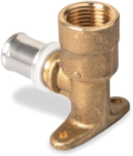Lot de 2 - Coude avec base de fixation long, multicouche à sertir, laiton, Ø16, 16x2,0-1/2