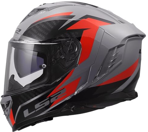 LS2, Integraler Motorradhelm STORM III DYNAMO Grey Red, XXL