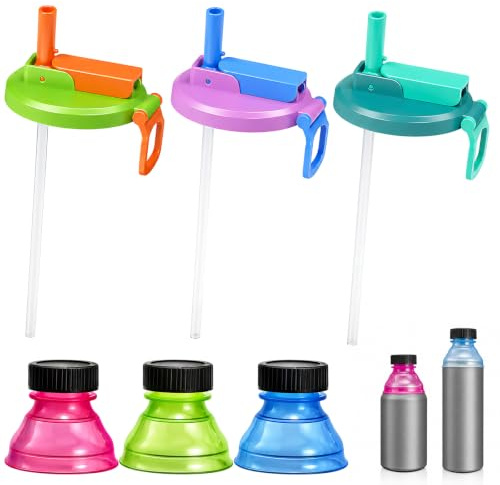 6Pcs Can Lids for Fizzy Drinks, Set with Straws and Assorted Colours, Reusable Covers for Standard Drink Cans, Suitable for Everyday Use and Outdoor Activities