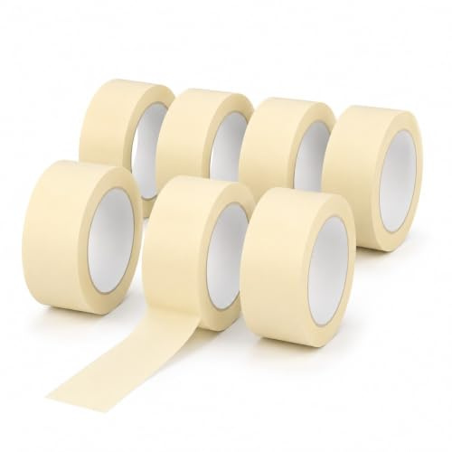 TANIASHOP Nastro Adesivo Carta Gommata 8 Rotoli 38mm X 50mt per Mascheratura imbianchino Carta Professionale Riciclabile Resistente Preciso e Versatile Nastro per Carrozziere e Lavori di Pittura