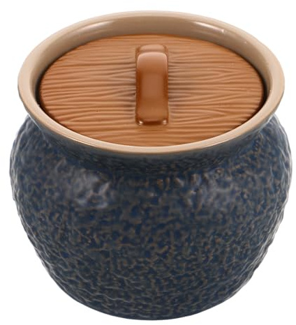 SEWACC Cocotte en Céramique avec Couvercle Bleu pour Mijoter Soupes et Œufs, Bol de Cuisson pour Cuisson Vapeur et Usage Quotidien Cuisine