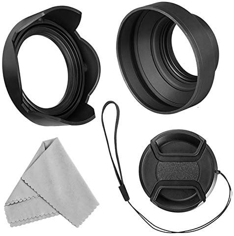 Veatree Ensemble de Pare-Soleil, Pliable en Caoutchouc, Pare-Soleil pour Objectif avec Filetage de Filtre + Pare-Soleil Tulipe réversible