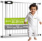 BOMI TÜV GS Siegel Kindertreppen Gitter XXL Merle | Ohne Bohren | Schließt automatisch | zum Klemmen | Einfache Babygitter Montage weiß | Tür-Gitter | Treppen-Gitter Baby | Breite: 143-151 cm