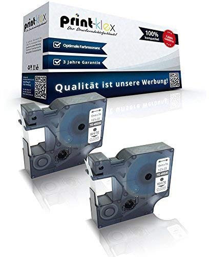 2x Print-Klex Schriftbänder kompatibel für Dymo D1 45020 1000 1000 Plus 2000 3500 5500 Labelmaker 4500 Pocket Labelmanager 100 Labelmanager 100 Plus S0720600 12 mmx7 m Weiss/Klar - Office Plus Serie