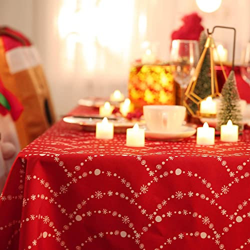 Deconovo Weihnachtsdeko Tischdecke Wasserabweisend Lotuseffekt Weihnachten Tischtuch Weihnachtstischdecke 220x130 cm Halskette