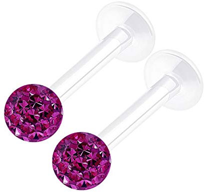 KJM FASHION 2 Stk Flexibles Acryl Monroe Labret 1,2mm 16 Gauge 8mm 3mm Ferido Kristall Kugel Spiderbite Medusa Marilyn Monroe Ohrringe Lip Piercing Schmuck 2228