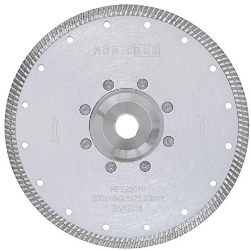 MAGICDSK HPF230 Disco diamantato turbo professionale flangiato, Ø 230 mm, settore sp/h 3,0/10 mm, foro 22,23mm, taglio a secco: cemento, calcestruzzo armato, ceramica, granito, laterizi, pietra