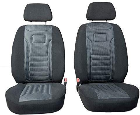 ERJOT Vordersitzbezüge vorne Stripes Grau Universal passt Fuer alle Modelle | Sitzbezüge Auto, Schonbezüge, Sitzschoner, Autositz Schutz, pflegeleicht, langlebig